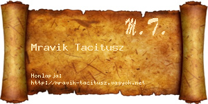 Mravik Tacitusz névjegykártya